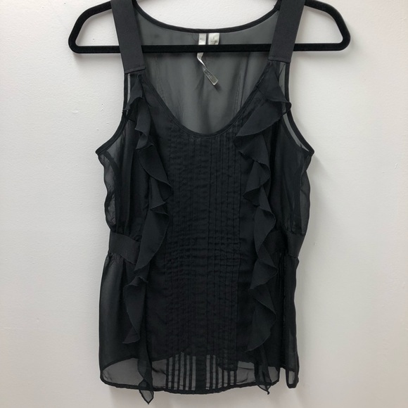 LC Lauren Conrad Tops - LC Lauren Conrad Sheer Ruffled Tank Top S
